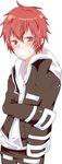  band_aid frown hoodie jacket katekyo_hitman_reborn kozato_enma red_eyes redhead 