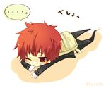  ... backpack chibi katekyo_hitman_reborn kozato_enma on_ground red_eyes redhead tripped 