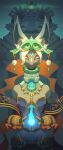 absurd_res anthro bare_shoulders breasts clothing eyes_closed eyeshadow female fingers fire fur hair hi_res jewelry makeup mammal mineru necklace nintendo nordeva signature solo tears_of_the_kingdom the_legend_of_zelda white_hair zonai