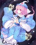  bad_id bad_pixiv_id bug butterfly ghost hands_clasped hat insect japanese_clothes nonaka own_hands_together pink_eyes pink_hair saigyouji_yuyuko short_hair solo touhou 
