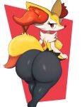 absurd_res anthro big_breasts big_butt braixen breasts butt capikeeta female generation_6_pokemon hi_res looking_back nintendo nipples pokemon pokemon_(species) smile solo thick_thighs