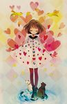  bird cat dress fish heart original pantyhose red_legwear solo standing star yumi_(tuzisaka) 