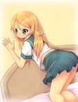  :&lt; bed blue_eyes eavesdropping koflif kousaka_kirino long_hair orange_hair ore_no_imouto_ga_konna_ni_kawaii_wake_ga_nai panties pantyshot school_uniform serafuku solo underwear 