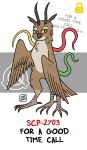 2022 2_horns 3_legs 4_claws anthro artist_name avian avian_feet back_tentacles beak bird black_eyelashes black_eyes black_text bovid_horn brown_body brown_feathers brown_scutes brown_tuft bubo_(genus) caprine_horn cheek_tuft chimera claws colored countershade_face countershade_feathers countershade_neck countershade_torso countershading dated digital_drawing_(artwork) digital_media_(artwork) digitigrade dipstick_ears english_text eurasian_eagle-owl eye_markings facial_tuft feather_tuft feathered_wings feathers feet female full-length_portrait fur fur_tuft goat_horn green_tentacles grey_beak grey_claws grey_horn grey_markings grey_text hi_res hip_tuft horn leg_markings lock_symbol logo long_horn looking_at_viewer markings multicolored_ears naturally_censored nude nude_anthro nude_female owl phone_number portrait rabbit_ears red_tentacles red_text scp-2703 scp-2703-1 scp_foundation scuted_legs scutes semi-anthro signature simple_background solo talons tan_body tan_countershading tan_stripes tan_tuft tentacles text toe_claws toes true_owl tuft white_background winged_arms wings yellow_lock_symbol yellow_sclera yellow_tentacles zal-cryptid