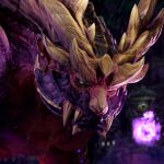 1:1 2024 3d_(artwork) absurd_res ambiguous_gender blue_sclera capcom digital_media_(artwork) fanged_wyvern fangs feral headshot_portrait hi_res horn ivorylagiacrus looking_at_viewer magnamalo monster_hunter outside portrait purple_body purple_scales red_body red_scales scales scalie sharp_teeth solo spikes teeth yellow_eyes yellow_horn
