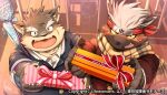 after_school blush classroom duo first_person_view gift high-angle_view holidays kinoshita-jiroh male male/male moritaka official_art scarf school tadatomo valentine&#039;s_day