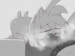 amy_rose anthro aroused bodily_fluids cheesoart clothing drooling duo eulipotyphlan eye_roll female greyscale hedgehog hi_res human male mammal mobian_hedgehog monochrome musk musk_clouds musk_fetish nude off_screen_character saliva sega size_difference smaller_female sniffing sonic_the_hedgehog_(series) sweat tail tail_motion tailwag underwear underwear_sniffing
