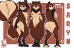 anthro anus big_breasts big_butt big_tail breasts butt female flufy_tail genitals hi_res huge_butt long_tail mammal model_sheet nipples pussy rodent sciurid size_difference small_(disambiguation) smaller_female smile smirk solo tail tenkellyart tiny_(disambiguation) tree_squirrel