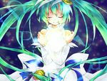  bare_shoulders closed_eyes crossed_arms dress green_hair hatsune_miku kawana_(spicaboy) long_hair solo spica_(vocaloid) twintails very_long_hair vocaloid 