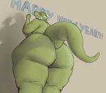 absurd_res anthro big_butt breasts butt curvy_figure dragon female hi_res horn kobold lizard looking_at_viewer nude obese overweight reptile scales scalie simple_background solo tail thiccomode thick_thighs voluptuous wide_hips