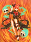  animal_ears bad_hands bad_id bad_pixiv_id braid cat_ears cat_tail fangs highres kaenbyou_rin long_hair m55 multiple_tails red_eyes red_hair skull solo tail touhou twintails 