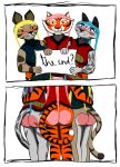 anthro asian_golden_cat blush butt catopuma clothing comic dreamworks embarrassed felid feline female front_view group hi_res kung_fu_panda leopard mammal master_tigress pantherine panties rear_view song_(kung_fu_panda) student_mei_ling tail the-killer-wc the_end tiger trio underwear wedgie