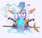 2022 balls blush dialogue digital_media_(artwork) disembodied_hand duo ear_piercing english_text fellatio female female_focus fingers first_person_view genitals hair hi_res hooves horn horn_grab horned_humanoid humanoid kilinah kindred_(lol) lamb_(lol) league_of_legends long_hair looking_up male male/female male_pov onomatopoeia oral penile penis piercing riot_games sex solo_focus soraka sound_effects speech_bubble text white_hair yellow_eyes
