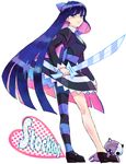  bad_id bad_pixiv_id bow dress hair_bow kneepits legs long_hair multicolored_hair ni_(noronoro-pix) panty_&amp;_stocking_with_garterbelt solo stocking_(psg) striped striped_legwear thighhighs two-tone_hair very_long_hair 