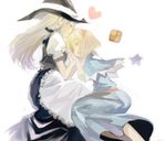  alice_margatroid bad_id bad_pixiv_id blonde_hair bow braid capelet closed_eyes cookie couple food forehead_kiss hair_bow hairband happy hat hat_ribbon holding_hands kirisame_marisa kiss long_hair multiple_girls ribbon short_hair single_braid star touhou ume_(plumblossom) yuri 