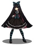  black_hair dress frills gothic_lolita lolita_fashion panty_&amp;_stocking_with_garterbelt pixel_art solo stocking_(psg) striped striped_legwear thighhighs yamipika 