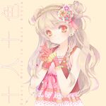  boya braid double_bun dress flower gloves hair_flower hair_ornament orange_eyes original ribbon solo 