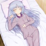  angel_beats! blue_hair blush closed_eyes kanna_asuke long_hair pajamas sleeping solo tenshi_(angel_beats!) 