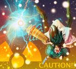  bad_id bad_pixiv_id bow brown_hair caution hair_bow henyapa long_hair radiation_symbol red_eyes reiuji_utsuho solo third_eye touhou wings 