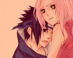  1girl black_hair green_eyes haruno_sakura lowres naruto naruto_(series) pink_hair uchiha_sasuke 