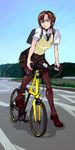  :p backpack bad_id bad_pixiv_id bag bicycle blue_eyes brown_hair evangelion:_2.0_you_can_(not)_advance glasses ground_vehicle hairband legs loafers makinami_mari_illustrious necktie neon_genesis_evangelion pantyhose plaid plaid_skirt rebuild_of_evangelion sappitsu school_uniform shoes skirt solo tongue tongue_out twintails vest 