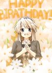  bad_id bad_pixiv_id birthday black_eyes blonde_hair clannad engrish flower hairband happy_birthday highres long_hair naka_akira ranguage sakagami_tomoyo solo typo 