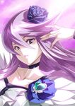  adjusting_hair bad_id bad_pixiv_id black_choker blue_flower blue_rose choker cure_moonlight dress eyelashes face flower frills hair_flower hair_ornament hands heart heartcatch_precure! long_hair looking_at_viewer magical_girl precure purple_eyes purple_hair rose shimotsuki_eight solo tsukikage_yuri wrist_cuffs 