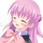  aqwiz bad_id bad_pixiv_id blush bow closed_eyes futaki_kanata little_busters! long_hair pink_bow school_uniform side_ponytail solo 