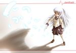  absurdres angel_beats! blazer brown_eyes feathers hand_sonic highres jacket long_hair puretails school_uniform solo tenshi_(angel_beats!) white_hair 