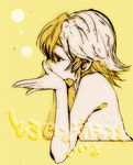  braid face hands izayoi_sakuya monochrome nude profile solo tima touhou upper_body yellow 