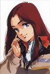  christina_mackenzie green_eyes gundam gundam_0080 long_hair mikimoto_haruhiko military military_uniform official_art red_hair uniform 