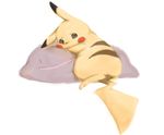  bad_id bad_pixiv_id ditto gen_1_pokemon looking_back mncmnx no_humans pikachu pillow pokemon pokemon_(creature) simple_background |_| 
