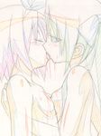  breast_press breasts hiiragi_kagami hiiragi_tsukasa incest kiss lucky_star monochrome multiple_girls siblings sisters sketch small_breasts sugimura_tomokazu symmetrical_docking twincest twins yuri 