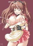  asahina_mikuru breasts corset huge_breasts lactation milk shinshin solo suzumiya_haruhi_no_yuuutsu waitress 