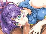  1girl censored cum cum_in_mouth eyeshield_21 fellatio hetero konkitto mosaic_censoring oral otohime penis purple_hair solo_focus 