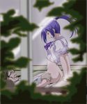  1girl blue_hair bottomless hayase_mitsuki hetero kimi_ga_nozomu_eien kosokosomaru_(higashi_taishi) peeping penis ponytail school_uniform sex solo_focus vaginal voyeurism 