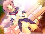  blush censored dildo empty_eyes exhibitionism game_cg iizuki_tasuku kirihara_mana mosaic_censoring no_panties outdoors pink_hair public_nudity public_vibrator pussy pussy_juice school_uniform skirt skirt_lift solo temptation temptation_h thighhighs 