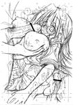  1girl ayano_naoto blush breasts censored glasses greyscale hetero huge_breasts long_hair lucky_star monochrome paizuri panties penis pointless_censoring precum pubic_hair ryouou_school_uniform school_uniform serafuku sketch solo_focus takara_miyuki underwear 