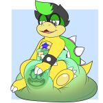  1:1 2021 anthro biped bodily_fluids diaper feces filth genital_fluids hair hi_res kibacpup koopaling male mario_bros messy_diaper nintendo open_mouth scat sitting smile soiled_diaper soiling solo urine video_games wet_diaper wetting 