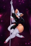  absurd_res anthro armwear boots clothing dancing elbow_gloves footwear genitals gloves gynomorph handwear hi_res intersex legwear leptail penis pole pole_dancing rouge_the_bat sega solo sonic_the_hedgehog_(series) thigh_highs 