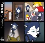  anthro barefoot bau_husky black_clothing black_nose black_topwear blue_body blue_eyes blue_fur canid canine canis clothed clothing comic curled_tail dialogue domestic_dog duo feet footwear fur gab_(comic) gab_shiba gabshiba husky inside lonely male mammal multicolored_body multicolored_fur nordic_sled_dog pictographics sad shiba_inu shoes sleeveless_hoodie sneakers solo spanish_text spitz text topwear translated two_tone_body two_tone_fur url white_body white_fur yellow_body yellow_fur 