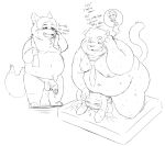  2022 96panda absurd_res anthro balls bed belly benjamin_clawhauser big_belly bodily_fluids canid canine cheetah disney english_text felid feline fox furniture genitals gideon_grey group hi_res judy_hopps kemono lagomorph leporid male mammal moobs necktie nipples overweight overweight_male penis rabbit sex size_difference sweat text towel zootopia 