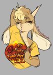  2022 absurd_res anthro antlers bea_(deargodhelpmeh) cervid female freckles glacierclear grey_background hi_res horn humor jackalope kissy_face lagomorph lips mammal seductive simple_background solo 