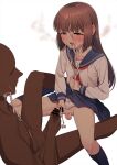  2boys blue_sailor_collar blue_skirt blue_socks blush brown_hair clothed_male_nude_male clothes_lift clothing_aside collarbone completely_nude crossdressing cum cum_on_body cum_on_clothes cum_on_penis dark-skinned_male dark_skin faceless faceless_male facial highres hokuro_ryuuseigun kneehighs lifting_own_clothes long_hair male_masturbation masturbation multiple_boys mutual_masturbation neckerchief nude open_mouth original otoko_no_ko panties panties_aside penis penises_touching pleated_skirt precum red_eyes red_neckerchief sailor_collar shirt simple_background skirt skirt_lift socks sweat testicles tongue tongue_out underwear white_background white_panties white_shirt yaoi 