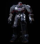  3d black_background decepticon english_commentary eye_trail frown full_body gk4k glowing glowing_eyes highres light_trail looking_at_viewer mecha mecha_focus megatron megatron_(transformers_one) no_humans red_eyes robot transformers transformers_one 