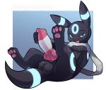  absurd_res animal_genitalia animal_penis anonymous_artist balls canine_penis eeveelution erection feral genitals hi_res hindpaw holding_penis knot legs_up looking_at_viewer lying male nintendo on_back open_mouth orion_(jacobjones14) pawpads paws penis pok&eacute;mon pok&eacute;mon_(species) simple_background solo spread_legs spreading umbreon video_games 