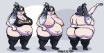 2019 5_fingers absurd_res animal_humanoid areola artist_name back_groove belly big_areola big_belly big_butt biped black_clothing black_legwear black_markings black_panties black_shirt black_stockings black_t-shirt black_thigh_highs black_topwear black_underwear blue_eyes breasts butt cephalopod cephalopod_humanoid chubby_face cleavage clothed clothing colored deep_navel digital_drawing_(artwork) digital_media_(artwork) dipstick_tentacles double_chin eye_markings eyebrows facial_markings female female_humanoid fingers freckled_breasts freckled_face freckled_shoulders freckles front_view full-length_portrait glistening glistening_hair glistening_tentacles grey_eyebrows grey_freckles grey_hair grey_tentacles hair head_markings hi_res highlights_(coloring) humanoid inkling legwear looking_at_viewer love_handles maniacalfork marine marine_humanoid markings mask_(marking) midriff model_sheet mollusk mollusk_humanoid navel nintendo nipples obese obese_female obese_humanoid one_eye_closed overweight overweight_female overweight_humanoid panties pantsless pantsless_female pantsless_humanoid partially_clothed partially_clothed_female partially_clothed_humanoid plantigrade portrait pseudo_hair pupils raised_arm rear_view shaded shadow shirt smile smiling_at_viewer solo splatoon standing stockings t-shirt tan_areola tan_nipples teeth tentacle_hair tentacles text thick_thighs thigh_highs three-quarter_view topless topless_female topless_humanoid topwear tuna_(lazywitchcraft) underwear whale_tail white_highlights wide_hips wink winking_at_viewer