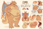 3_fingers 3_toes angry anthro arm_hair balls belly belly_hair belly_tattoo big_balls big_belly big_butt body_hair butt butt_tattoo chad_(eyeseedee) charizard chest_hair chest_tattoo claws countershading deep_navel eyeseedee feet finger_claws fingers fire flaccid generation_1_pokemon genitals hands_on_hips heart_symbol hi_res huge_balls leg_tattoo looking_at_viewer male membrane_(anatomy) membranous_wings model_sheet musclegut muscular navel nintendo nipples nude orange_body overweight overweight_anthro overweight_male pecs penis pokemon pokemon_(species) pubes smug_expression solo spiral surprised_expression tail_tattoo tattoo thick_thighs thigh_tattoo toe_claws toes tongue tongue_out wings