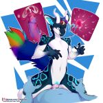  andromorph anthro blue_body blue_inner_ear_fluff blue_markings blue_pussy bodily_fluids broken_condom canid canine canis claws clitoris condom cowgirl_position cum cum_in_pussy cum_in_uterus cum_inside dragon duo eyebrows from_front_position fur genital_fluids genitals green_eyes hair heterochromia hi_res horn hybrid impregnation inner_ear_fluff intersex intersex/male male mammal markings monarch_(tab) multicolored_body multicolored_hair multicolored_tail mythological_creature mythological_scalie mythology nonbinary_(lore) on_bottom on_top penetration pussy red_eyes scalie sex sexual_barrier_device tail tuft unwanted_cum_inside unwanted_impregnation uterus vaginal vaginal_penetration veltis wolf 