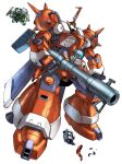  battle bazooka_(gundam) cable commentary_request dolmel funbolt gundam machinery mecha mecha_focus mobile_suit mobile_suit_gundam:_ex_revue no_humans robot science_fiction shield shoulder_spikes spikes zaku_ii zeon zero_gravity 